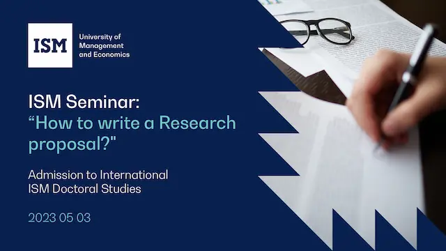 ISM Seminar: How to write a Research Proposal?
